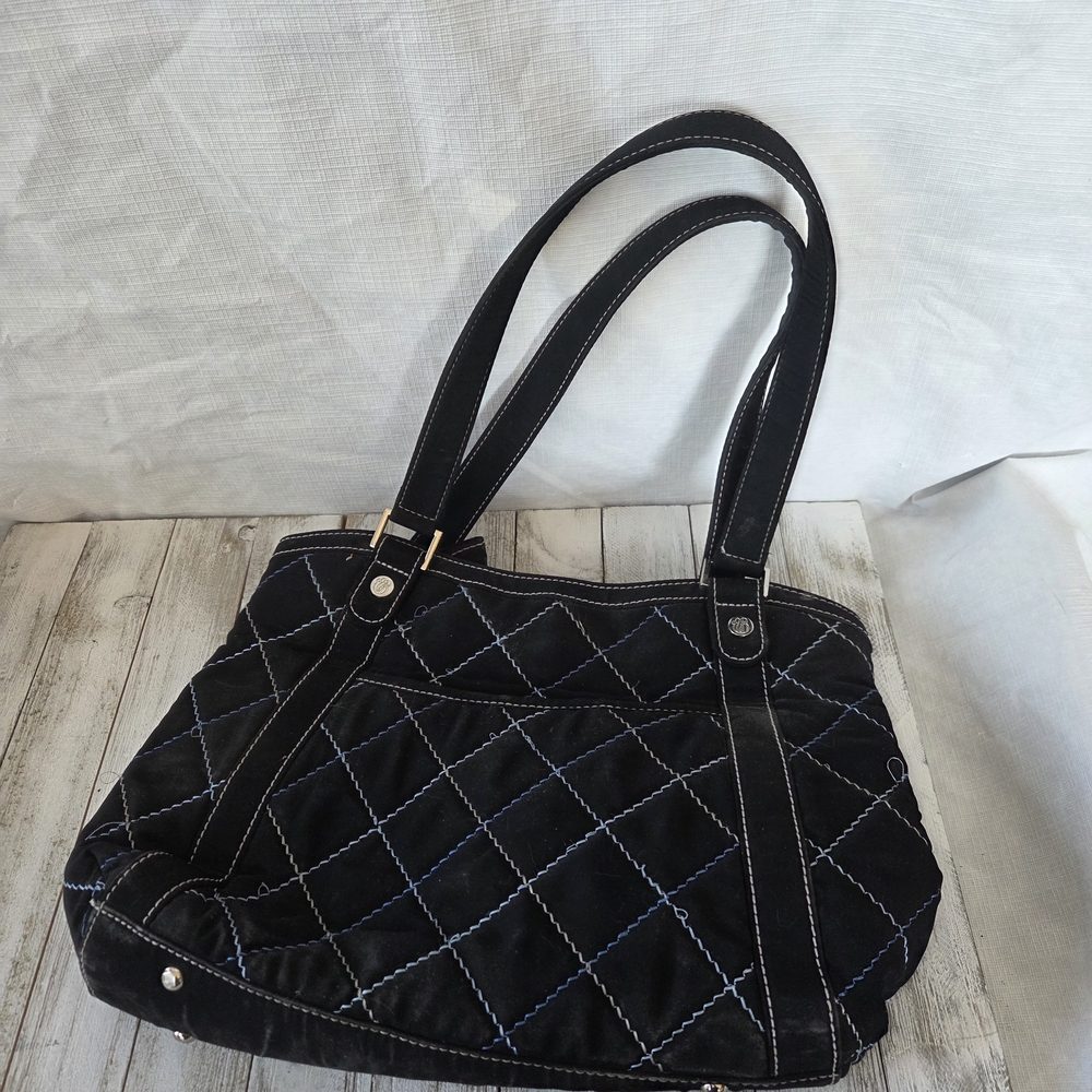 Vera Bradley Black Quilted Shoulder Bag with Contrast Stitching